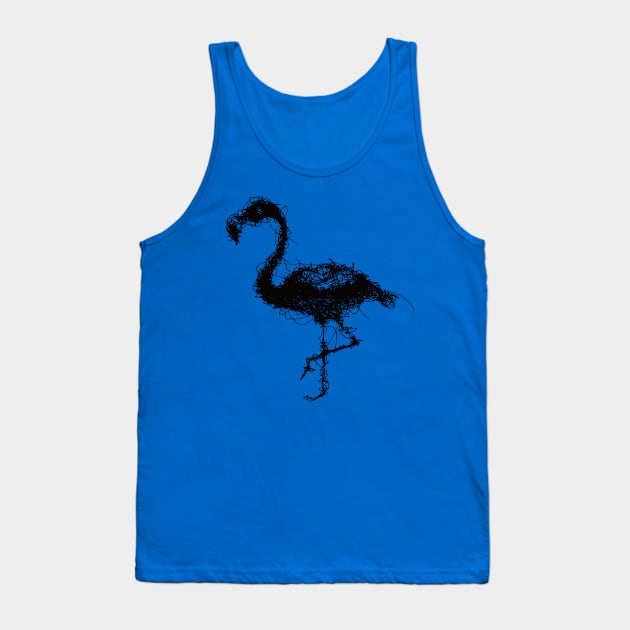 Flamingo Line Art - Minimalist Bird Design Tank Top by ZEFMAG